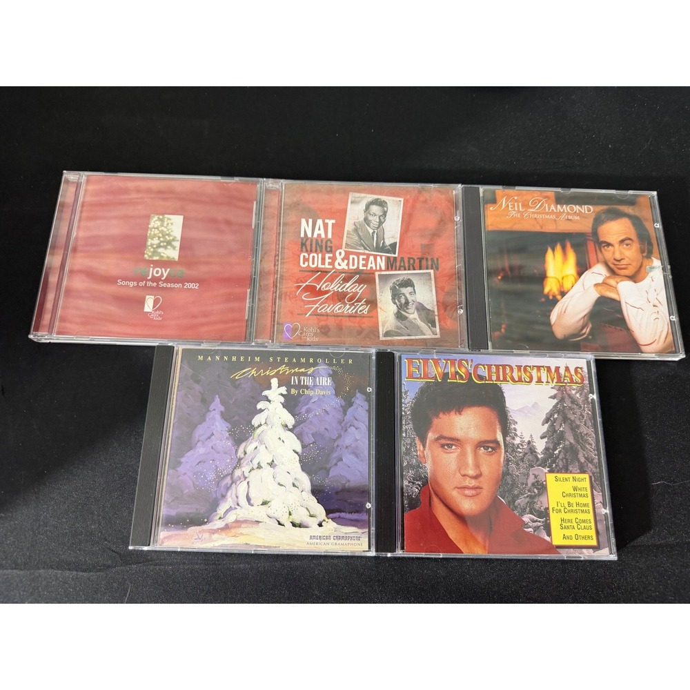 Holiday CD Lot of 5 Elvis Presley Christmas‎ Nat King Cole Neil Diamond Mannheim